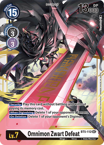 Omnimon Zwart Defeat BT5-112 Secret Rare - BT05 Digimon Battle of Omni