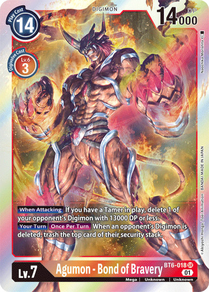 SUPER RARE Agumon - Bond of Bravery BT6-018