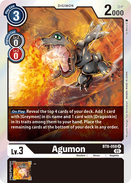 Agumon BT8-058 - Rare BT08 New Awakening