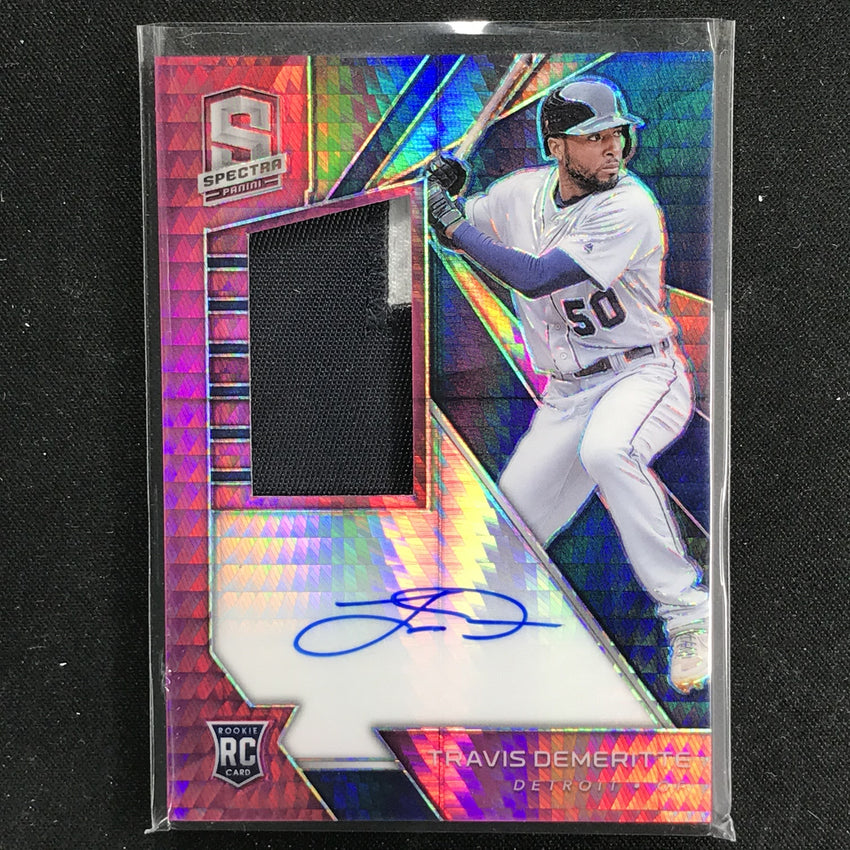2020 Chronicles TRAVIS DEMERITTE Spectra Rookie Patch Auto Neon Pink 49/49-Cherry Collectables