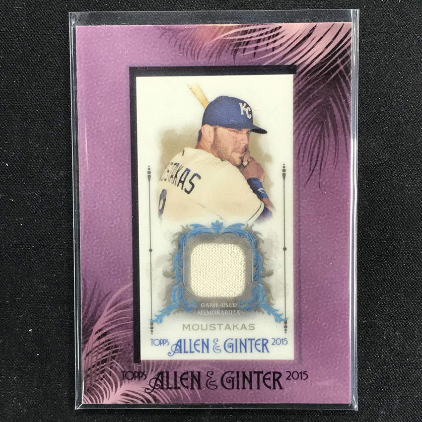 2015 Allen & Ginter MIKE MOUSTAKAS Framed Mini Memorabilia Purple #MMU-Cherry Collectables