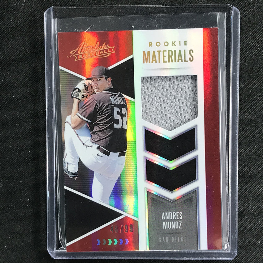 2020 Absolute ANDREZ MUNOZ Rookie Materials Jersey Red 48/99-Cherry Collectables
