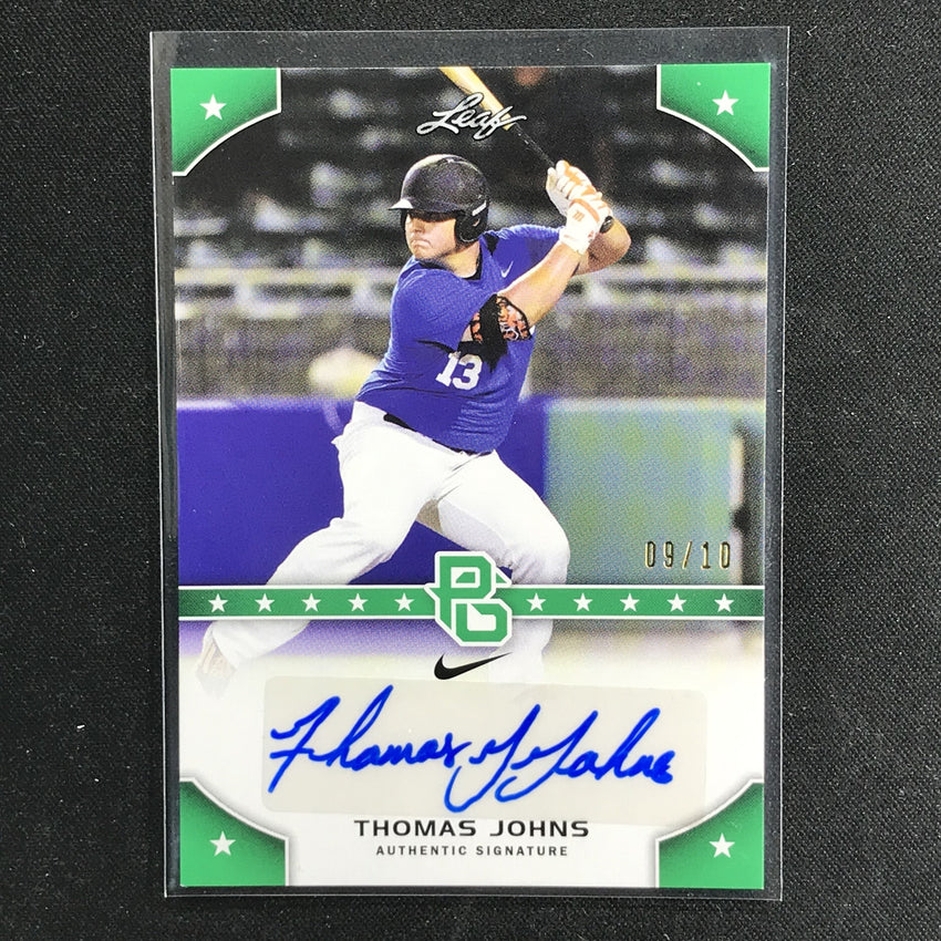 2015 Leaf Perfect Game National THOMAS JOHNS Auto Green 9/10-Cherry Collectables