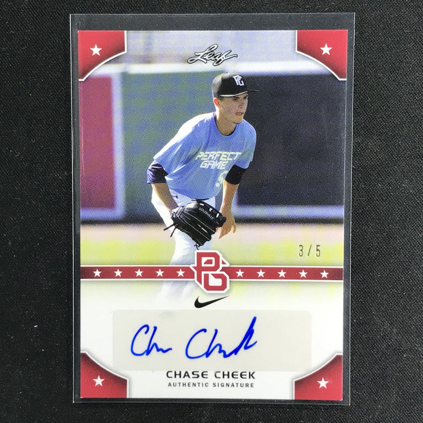 2015 Leaf Perfect Game National CHASE CHEEK Auto Red 3/5-Cherry Collectables