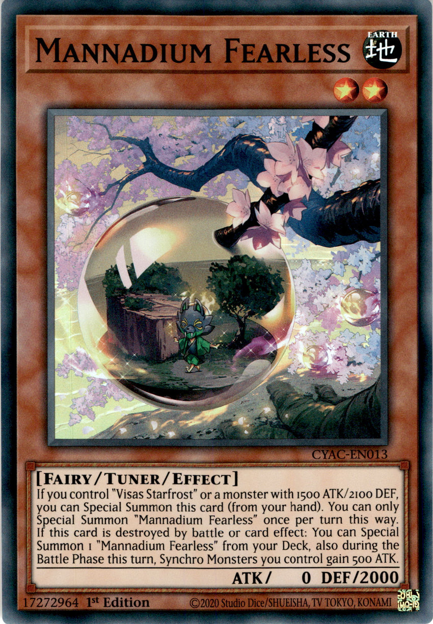 Mannadium Fearless - CYAC-EN013 - Super Rare 1st Edition