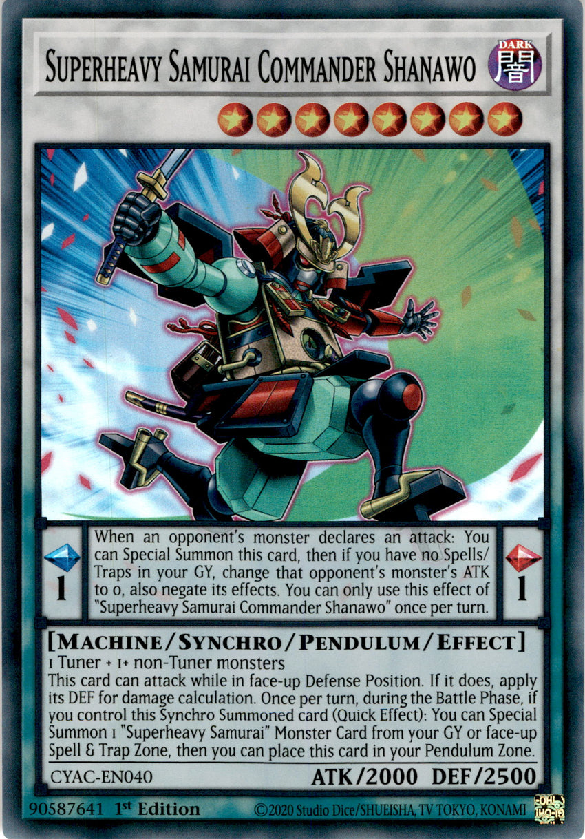 Superheavy Samurai Commander Shanawo - CYAC-EN040 - Super Rare 1st Edition