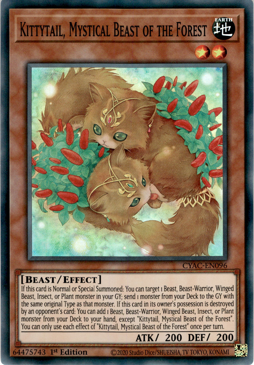 Kittytail, Mystical Beast of the Forest - CYAC-EN096 - Super Rare 1st Edition