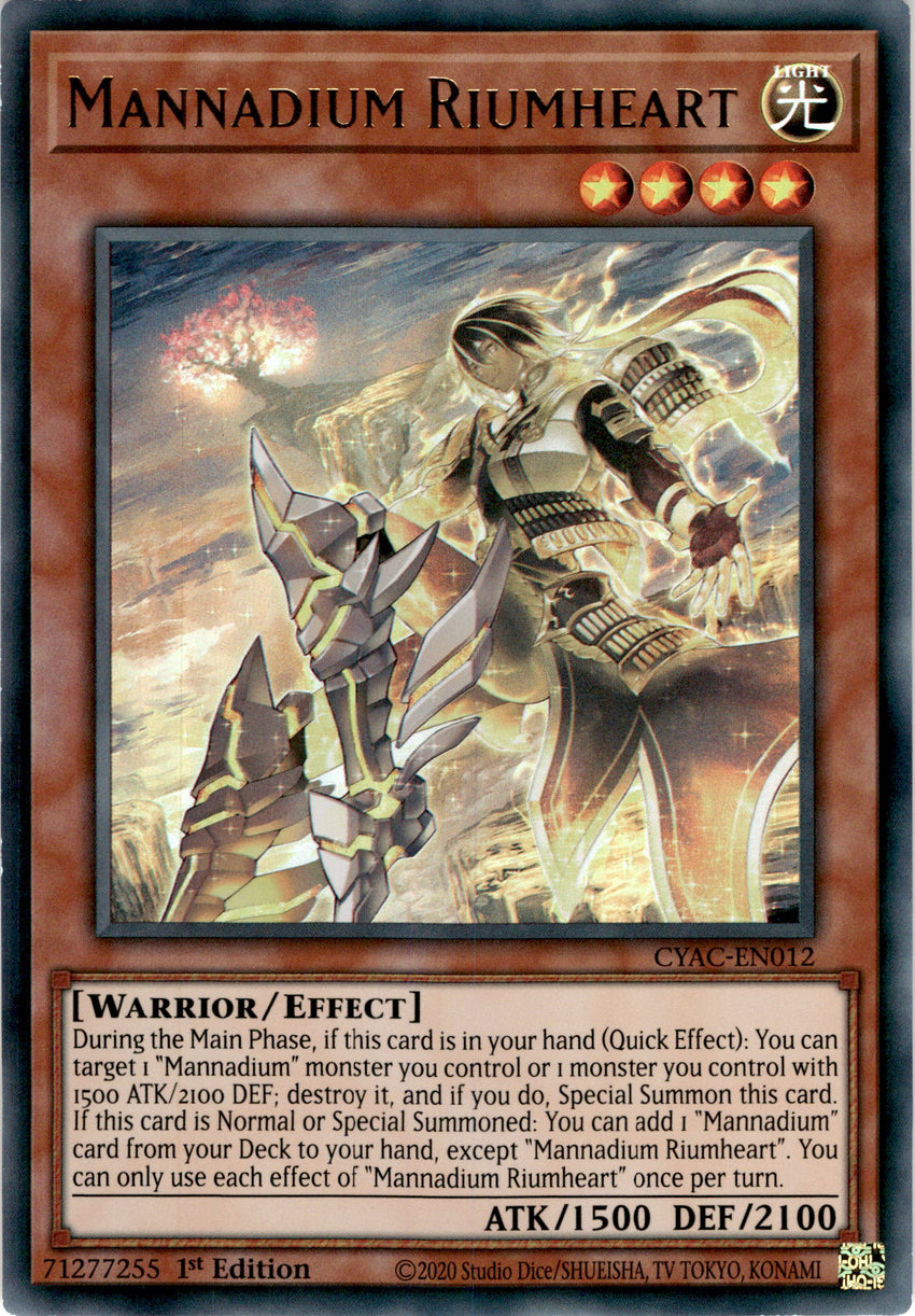Mannadium Riumheart - CYAC-EN012 - Ultra Rare 1st Edition