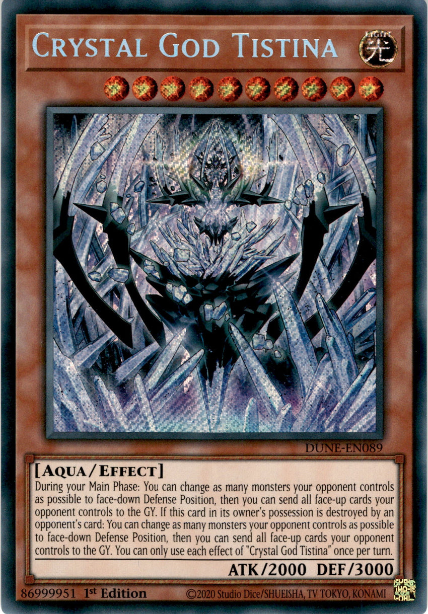 Crystal God Tistina - DUNE-EN089 - Secret Rare 1st Edition