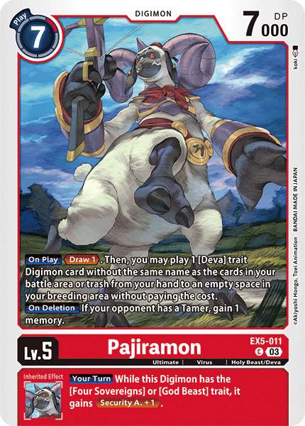 Plasyet 4 4x Pajiramon Ex5-011 - Common Ex05 Animal Colosseum