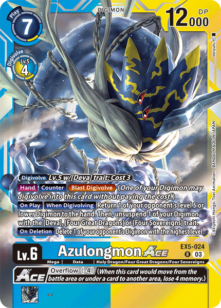 Azulongmon Ace Ex5-024 - Rare Ex05 Animal Colosseum