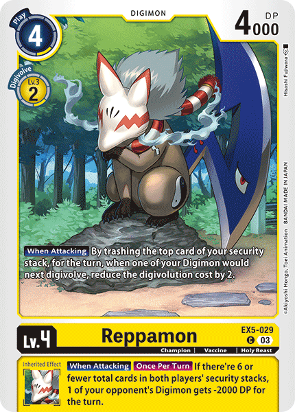 Plasyet 4 4x Reppamon Ex5-029 - Common Ex05 Animal Colosseum