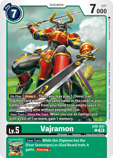 Plasyet 4 4x Vajramon Ex5-037 - Common Ex05 Animal Colosseum