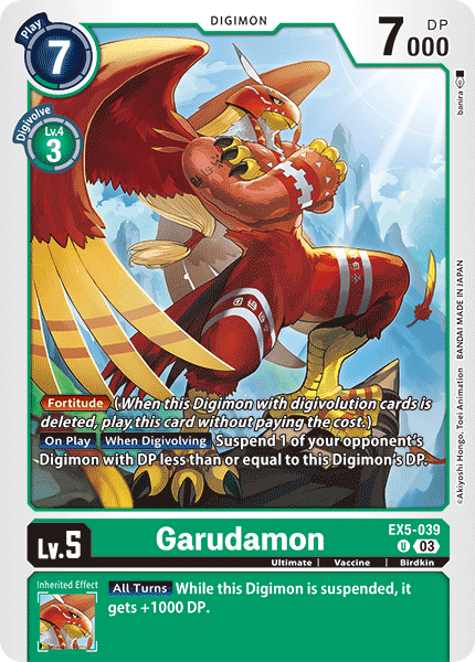 Plasyet 4 4x Garudamon Ex5-039 - Uncommon Ex05 Animal Colosseum