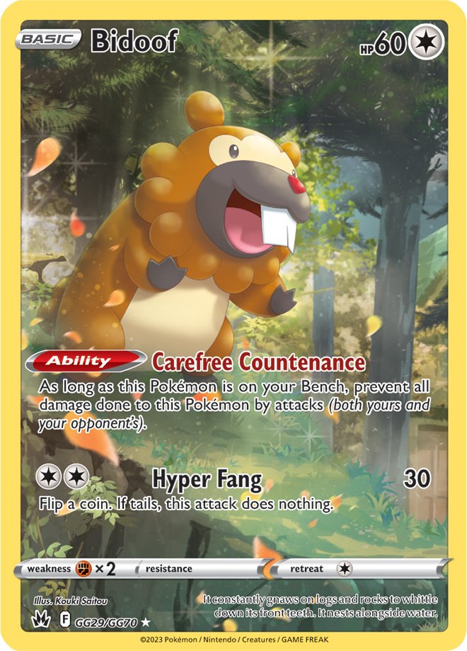 Bidoof - GG29/GG70 - Holo Rare Crown Zenith Galarian Gallery