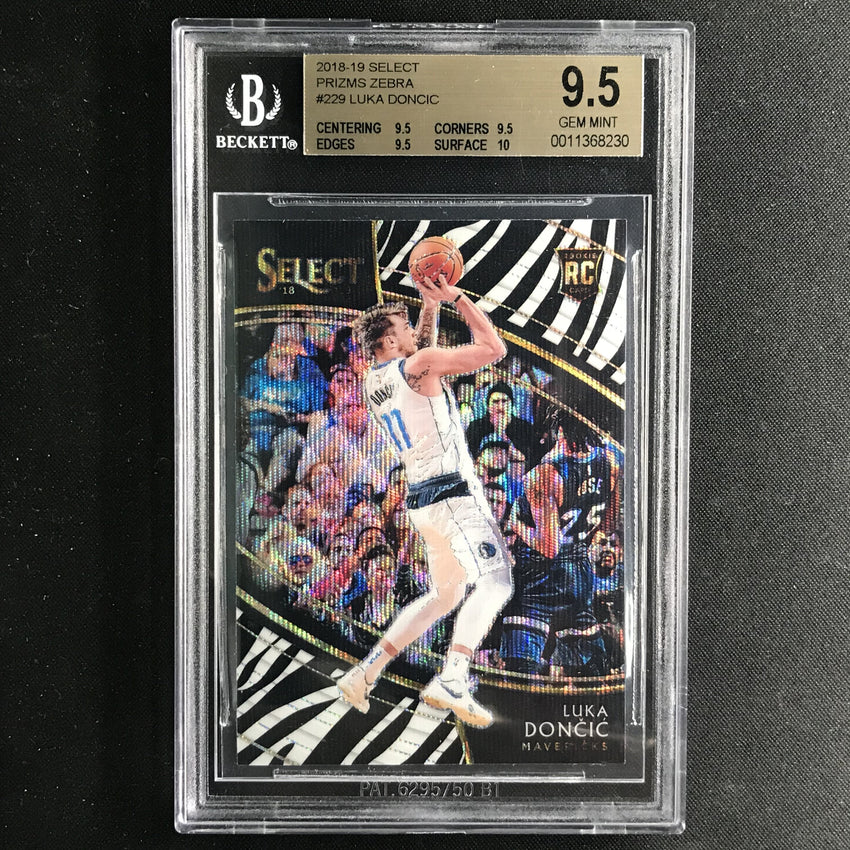 2018-19 Select LUKA DONCIC Courtside Zebra Prizm Rookie #229 BGS 9.5 (230)-Cherry Collectables
