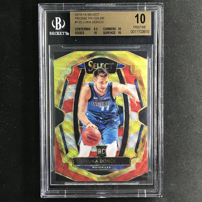 2018-19 Select LUKA DONCIC Premier Tri Color Prizm Rookie #122 BGS 10 Pristine-Cherry Collectables