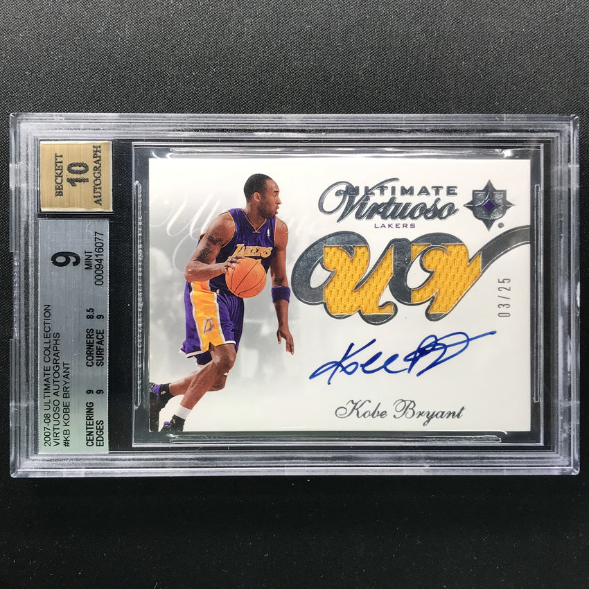 2007-08 Ultimate Collection KOBE BRYANT Virtuoso Auto 3/25 BGS 9/10-Cherry Collectables