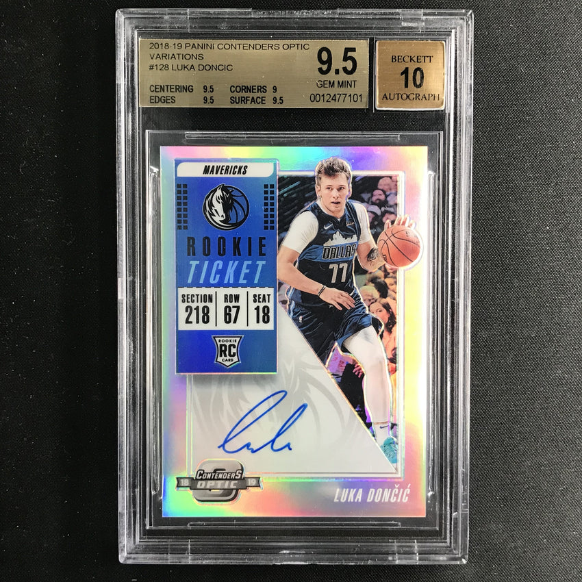 2018-19 Contenders Optic LUKA DONCIC Rookie Ticket Auto V #128 BGS 9.5/10 (101)-Cherry Collectables