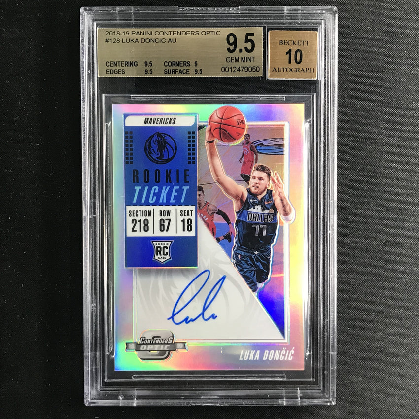 2018-19 Contenders Optic LUKA DONCIC Rookie Ticket Auto #128 BGS 9.5/10 (050)-Cherry Collectables