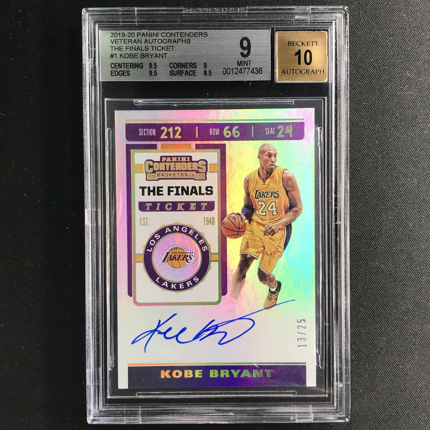 2019-20 Contenders KOBE BRYANT The Finals Ticket Auto 13/25 BGS 9/10-Cherry Collectables
