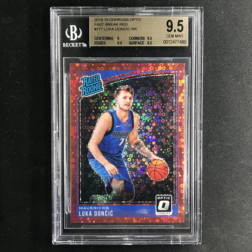 2018-19 Donruss Optic LUKA DONCIC Rated Rookie Fast Break Red 70/85 BGS 9.5-Cherry Collectables
