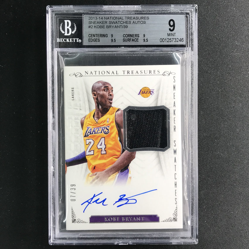 2013-14 National Treasures KOBE BRYANT Sneaker Swatches Auto 7/39 BGS 9/10-Cherry Collectables
