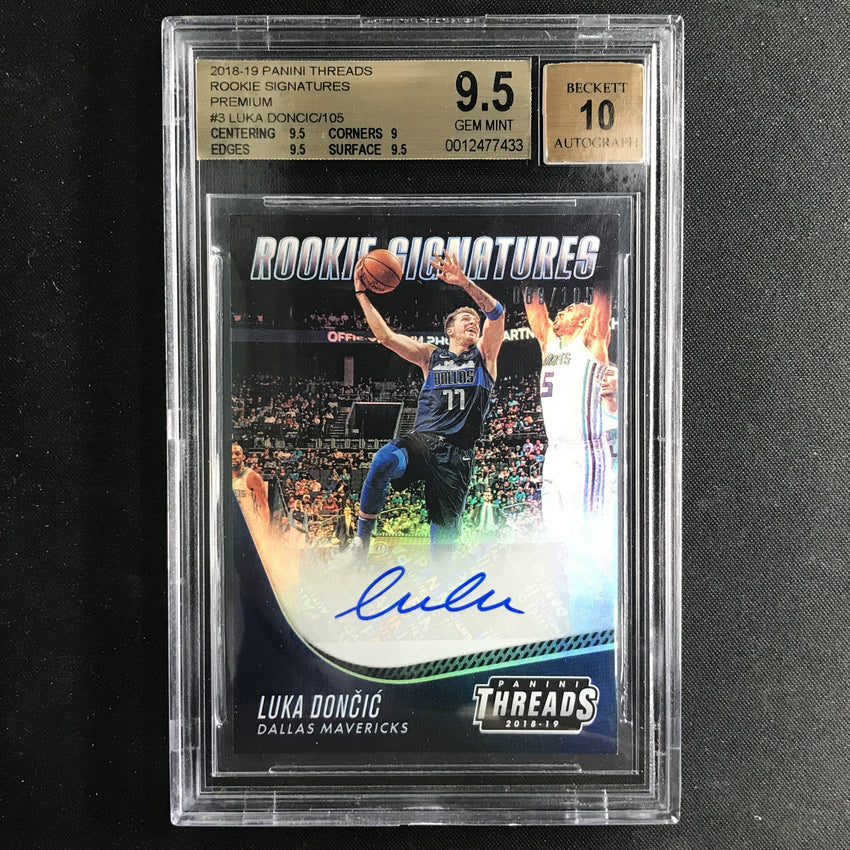 2018-19 Threads Premium LUKA DONCIC Rookie Auto 89/105 BGS 9.5/10-Cherry Collectables