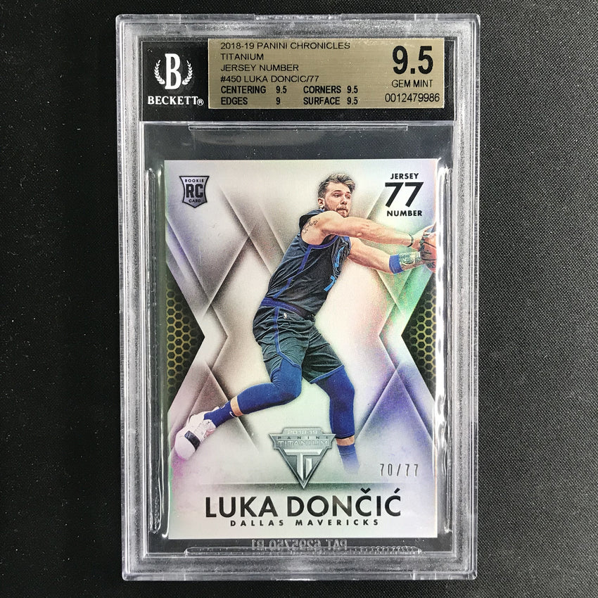 2018-19 Titanium LUKA DONCIC Ti Jersey Number Rookie 70/77 BGS 9.5-Cherry Collectables