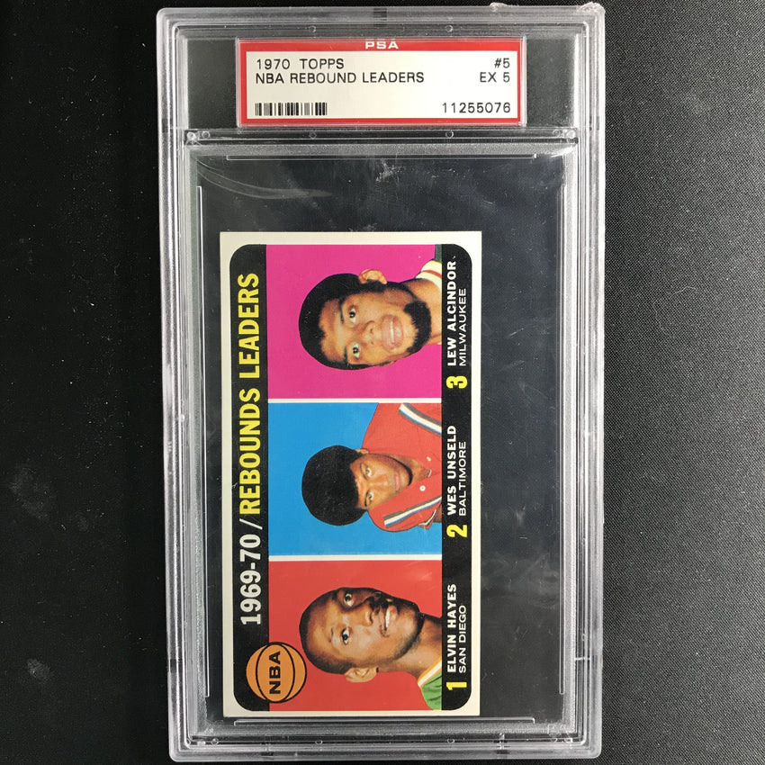 1970 Topps LEW ALCINDOR HAYES UNSELD Rebound Leaders #5 PSA (076)-Cherry Collectables