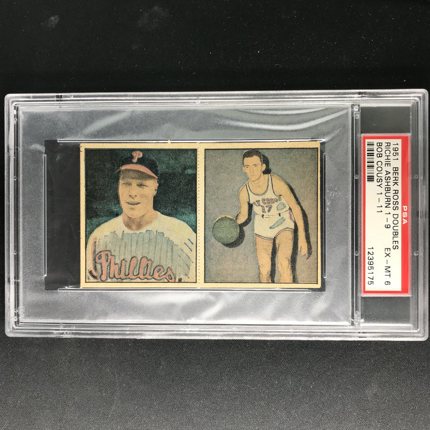 1951 Berk Ross Doubles BOB COUSY RICHIE ASHBURN #1-9 #1-11 PSA 6 (175)-Cherry Collectables