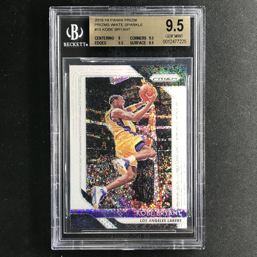 2018-19 Prizm KOBE BRYANT White Sparkle #15 BGS 9.5 (225)-Cherry Collectables