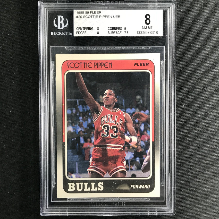 1988-89 Fleer SCOTTIE PIPPEN Rookie UER #20 BGS 8 (318)-Cherry Collectables