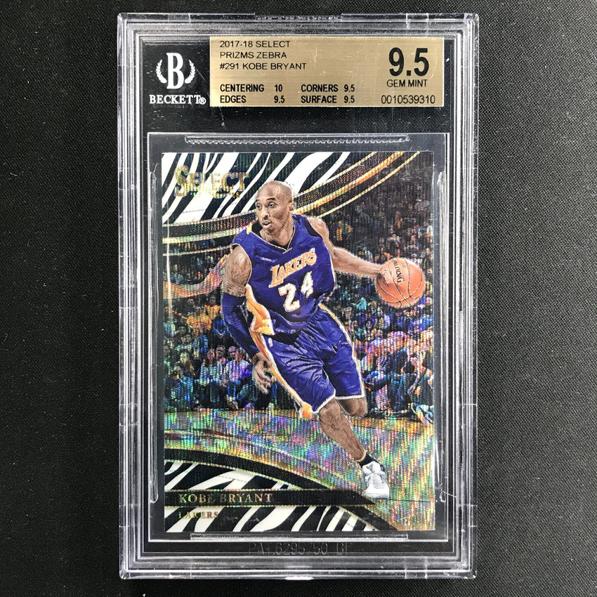2017-18 Select KOBE BRYANT Courtside Zebra Prizm #291 BGS 9.5 (310)-Cherry Collectables