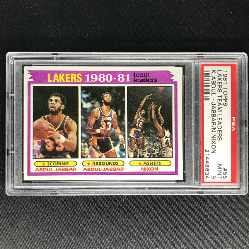 1981-82 Topps KAREEM ADBUL-JABBAR NIXON Team Leaders #55 PSA 9 (634)-Cherry Collectables