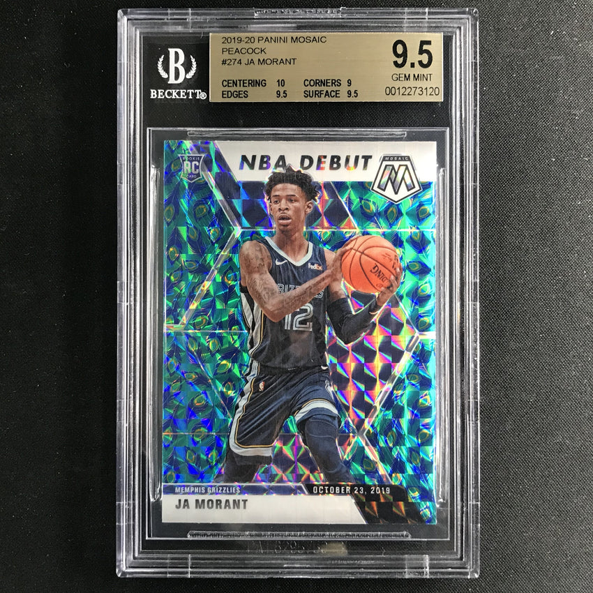 2019-20 Mosaic JA MORANT Rookie NBA Debut Peacock #274 BGS 9.5 (120)-Cherry Collectables