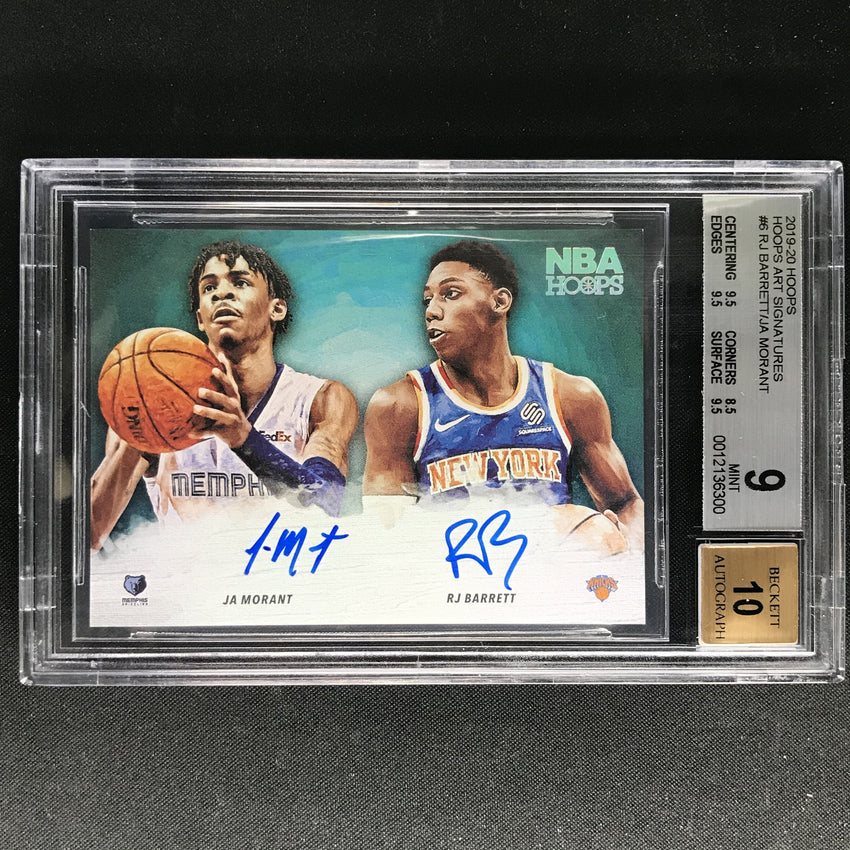 2019-20 Hoops JA MORANT RJ BARRETT Rookie Art Signatures Auto BGS 9/10 (300)-Cherry Collectables