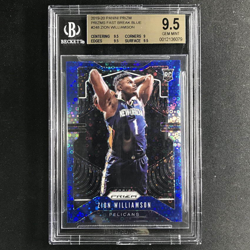 2019-20 Prizm ZION WILLIAMSON Rookie Fast Break Blue Disco 114/175 BGS 9.5-Cherry Collectables
