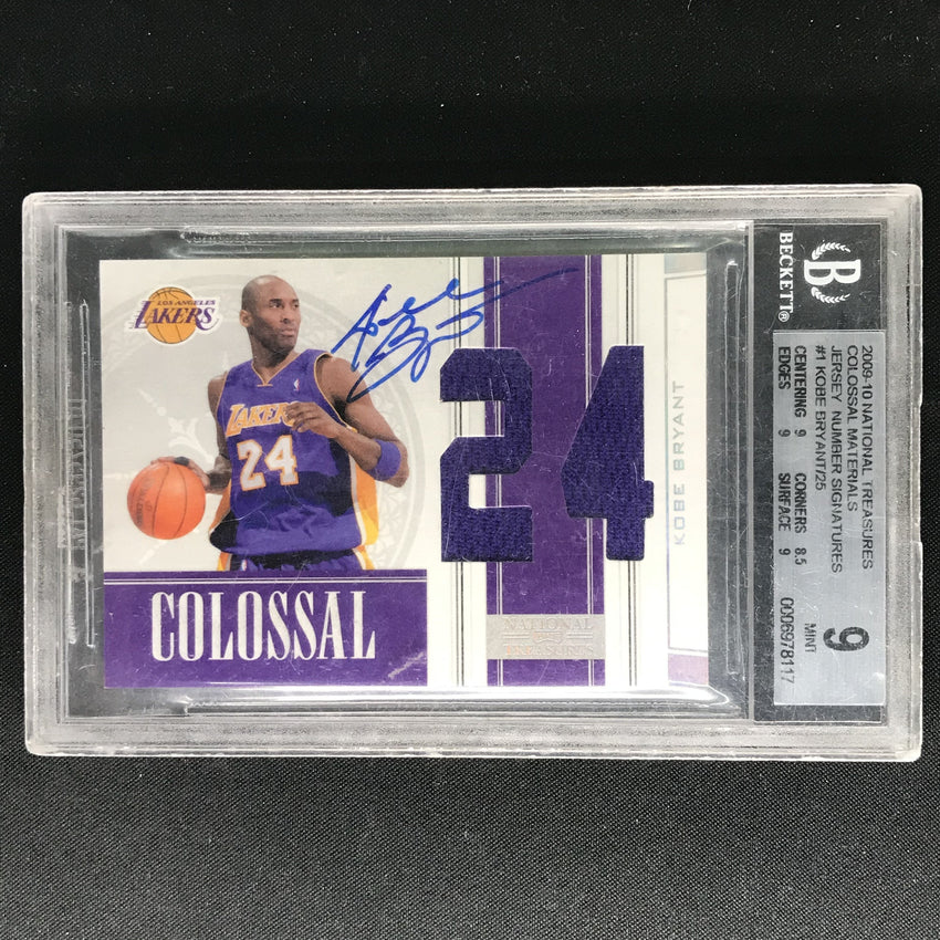 2009-10 National Treasures KOBE BRYANT Colossal Materials Auto 2/25 BGS 9/10-Cherry Collectables