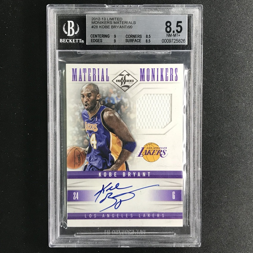 2012-13 Limited KOBE BRYANT Material Monikers Auto 46/99 BGS 8.5/10-Cherry Collectables