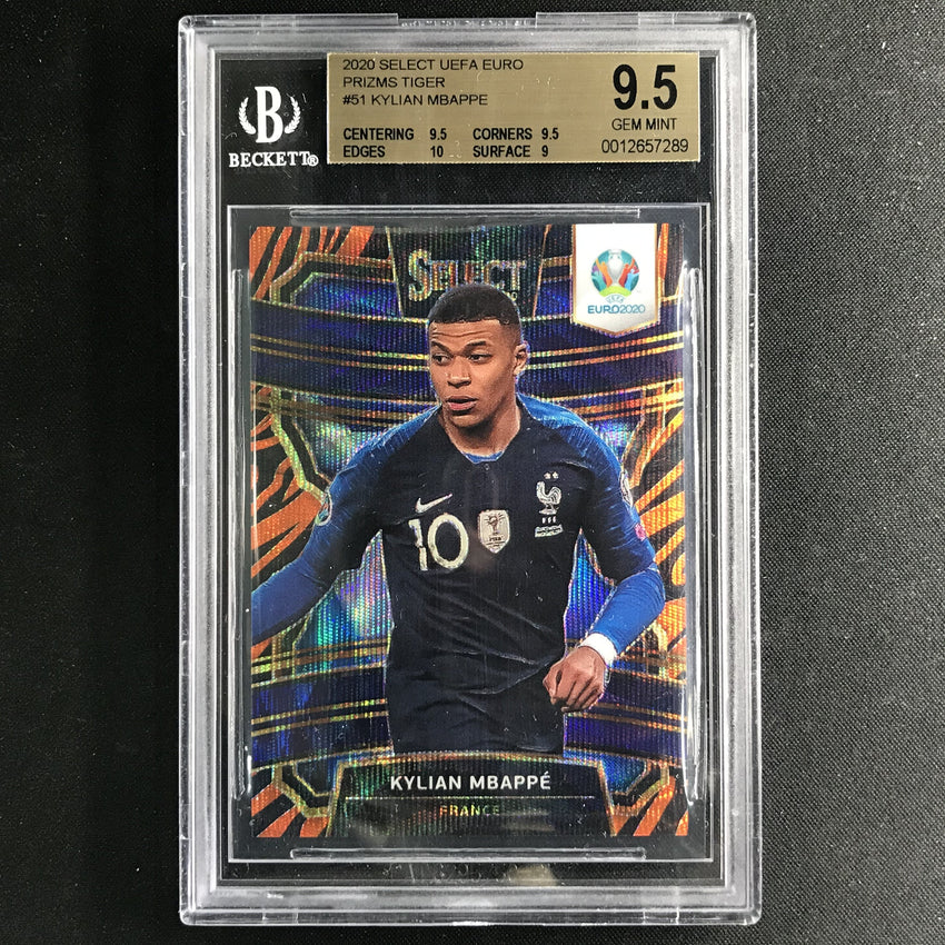 2020 Select UEFA Euro KYLIAN MBAPPE Tiger Terrace Prizm #51 BGS 9.5 (289)-Cherry Collectables