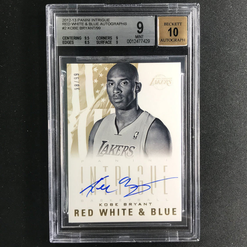 2012-13 Intrigue KOBE BRYANT Red White Blue Auto 98/99 BGS 9/10-Cherry Collectables