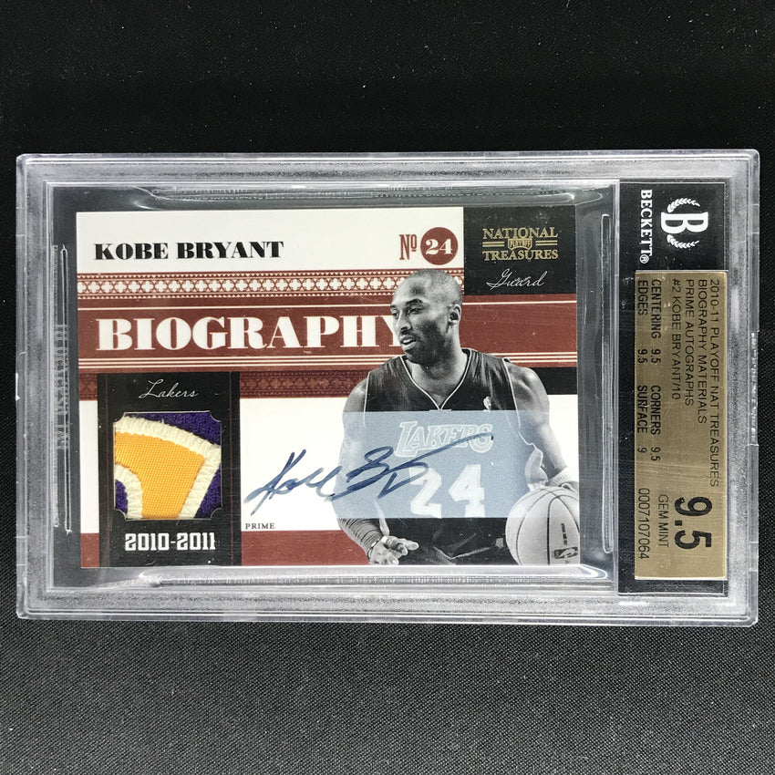 2010-11 National Treasures KOBE BRYANT Biography Patch Auto 7/10 BGS 9.5/10-Cherry Collectables