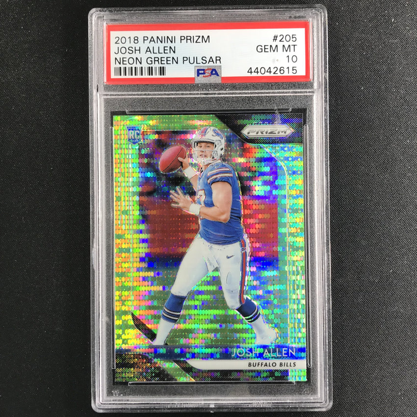 2018 Prizm JOSH ALLEN Neon Green Pulsar Rookie #205 PSA 10 (615)-Cherry Collectables