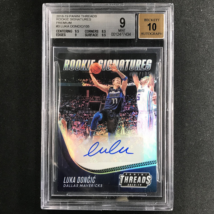2018-19 Threads Premium LUKA DONCIC Rookie Auto 99/105 BGS 9/10-Cherry Collectables