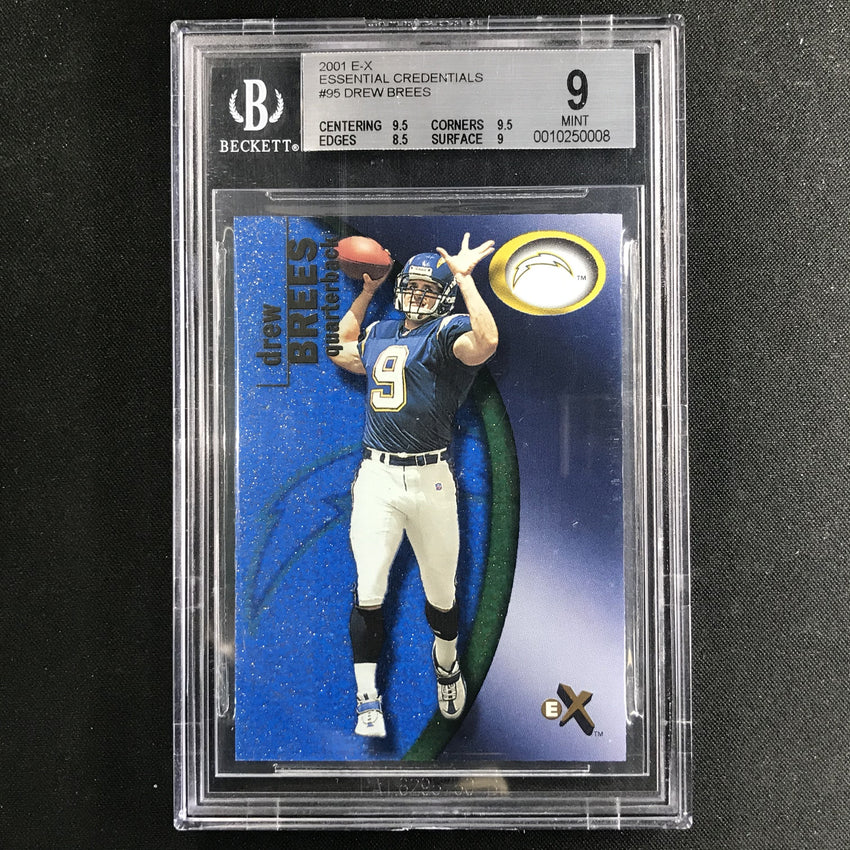 2001 E-X DREW BREES Essential Credentials Rookie 28/29 BGS 9-Cherry Collectables