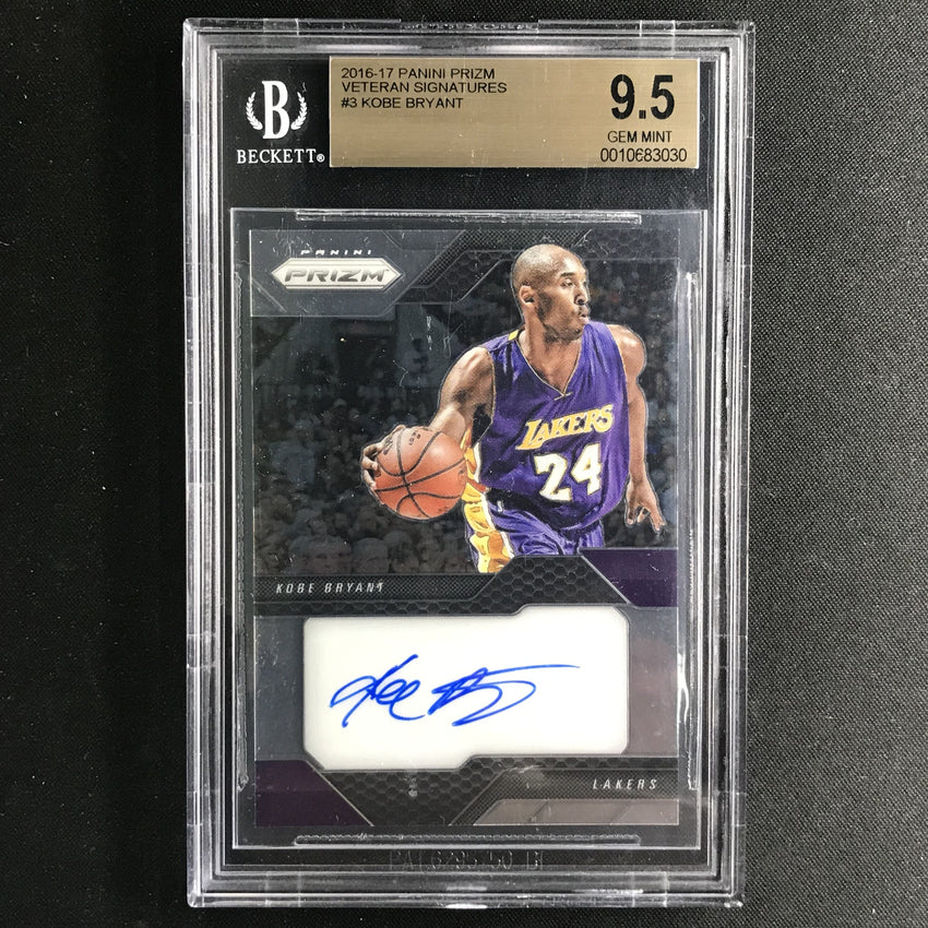 2016-17 Prizm KOBE BRYANT Veteran Signatures Auto #3 BGS 9.5/10 (030)-Cherry Collectables