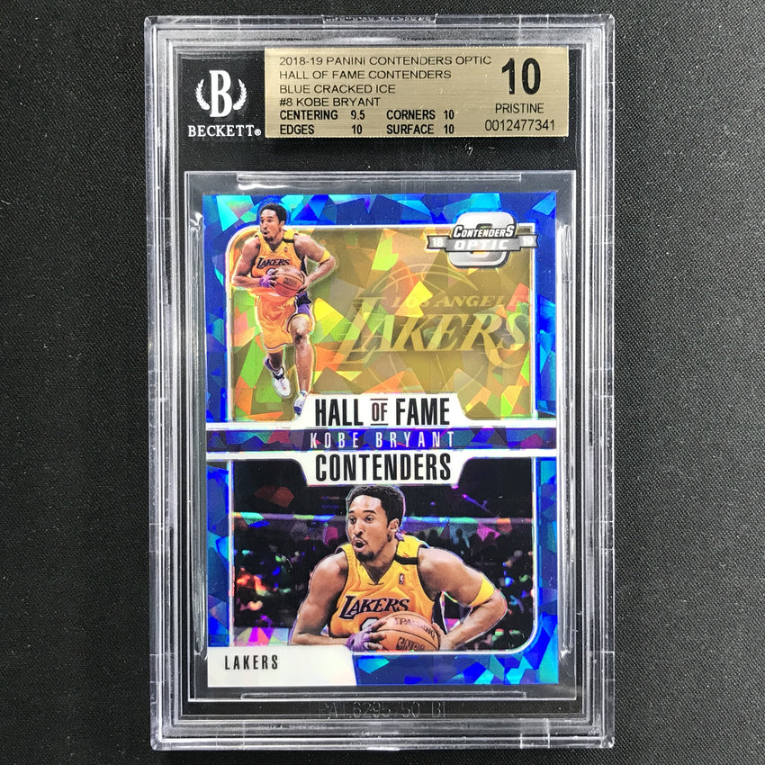 2018-19 Contenders Optic KOBE BRYANT Hall of Fame Blue Cracked Ice #8 BGS 10 (241)-Cherry Collectables