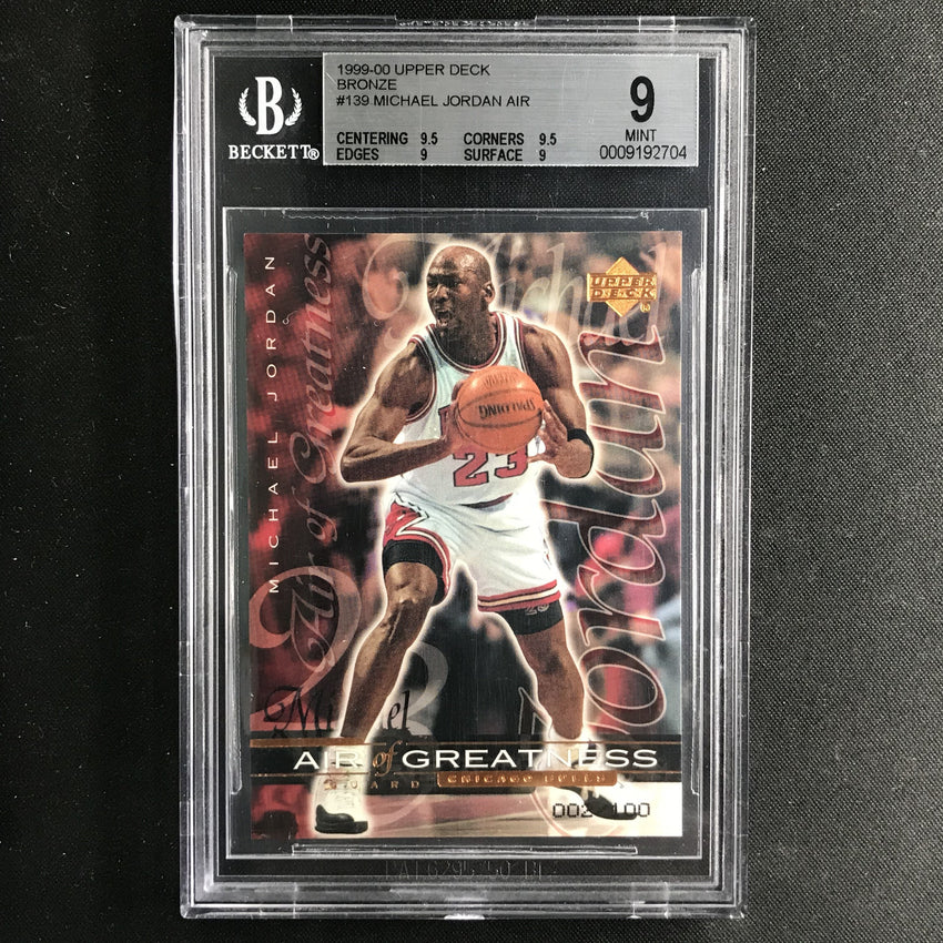 1999-00 Upper Deck MICHAEL JORDAN Air of Greatness Bronze 2/100 BGS 9 (704)-Cherry Collectables