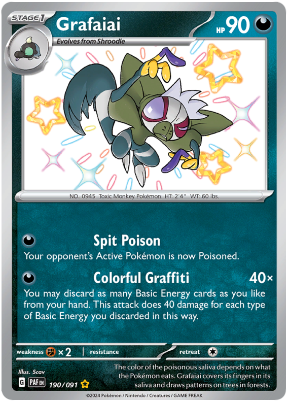 Grafaiai - 190/091 - Shiny Rare Paldean Fates